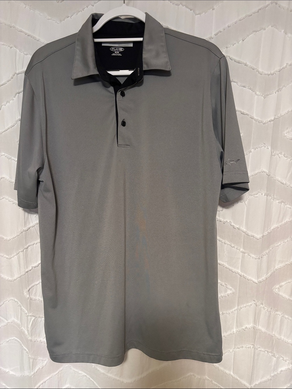 Greg Norman Collection Gray Short-Sleeve Polo with Dark Inner Collar